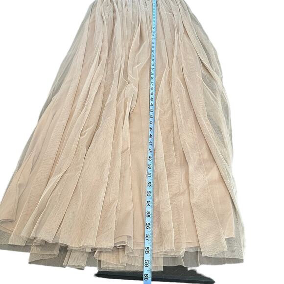 NWT Maya Deluxe Taupe Sequin Sleeveless Pop Over Tulle Maxi Dress Size 8 - Picture 14 of 14